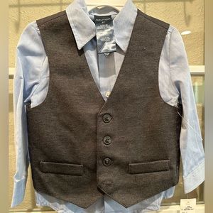 Nautica baby boy 2pc button down shirt + vest; size 2T
